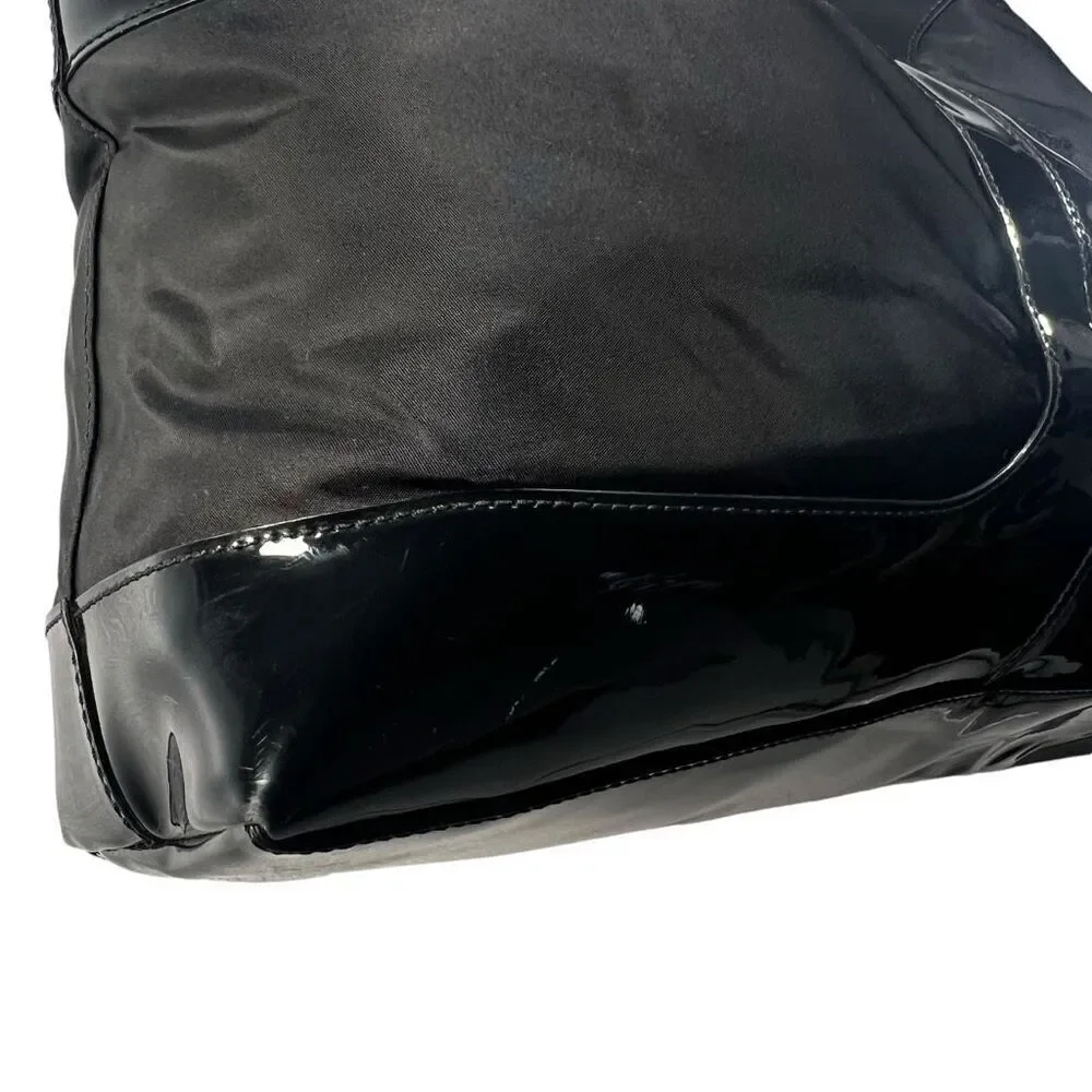 Tory Burch Black Patent Leather & Nylon Ella Tote Bag
